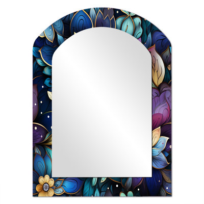 Moroccan Dream Boho Pattern - Paisley Arch Decorative Wall Mirror, Glam Asymmetrical Large Mirror, Printed Metal Art