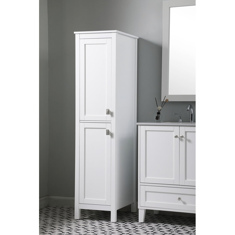 Rangement pour salle de bain Destinymarie, Blanc / nickel brossé, H 65 po x l 16 po x P 22 po
