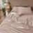 MooMee Striped Sheet Set 100% Washed Cotton Linen Like Textured Breathable Lightweight-118739906-118739905