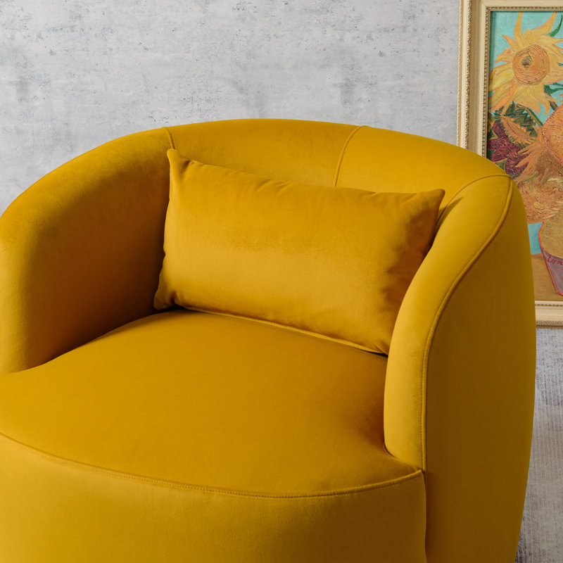 Fauteuil pivotant en velours Bolton, Velours ocre jaune