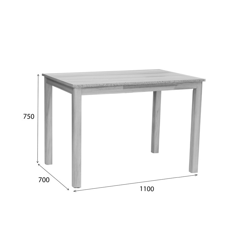 Seandrea Solid Wood Dining Table, Black, 75cm H x 110cm L x 70cm W