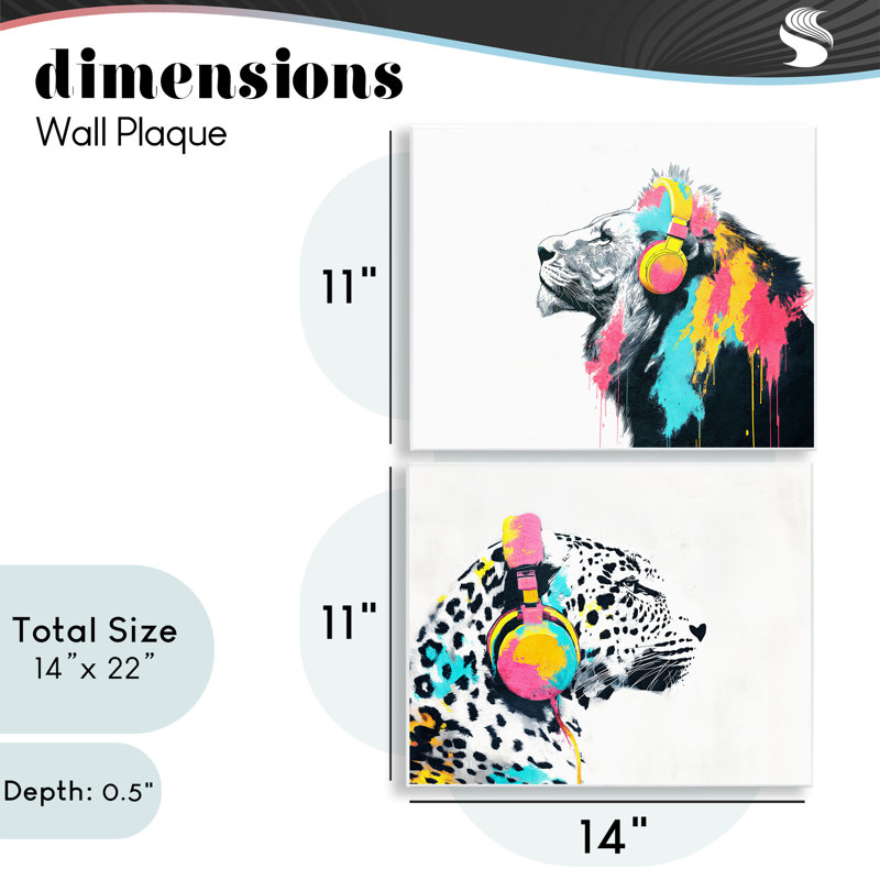 Ensemble de 2 plaques murales Leopard and Lion On Air, design par Svetlana Aleynikova