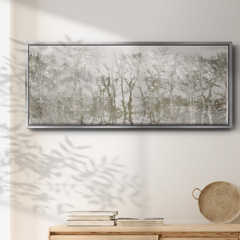 Shimmering Trees - Impression sur cadre flottant, H 20 po x l 50 po x P 1,5 po, Argent