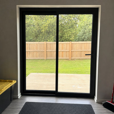 Black Patio Door 120"W x 80"H Lowe glass OutSwing Bifold Aluminum Folding(2+0)