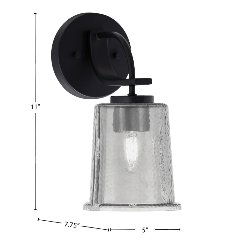 Applique murale Waldes, fini noir mat, verre fumé bullé de 13,3 cm (5,25 po)., Fumée / noir mat