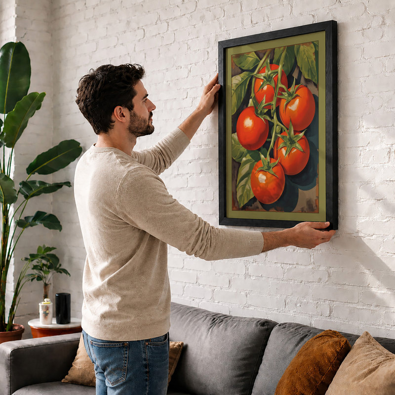 Tomato Plant Study Botanical - Print, Walnut, A1 - 84.1 x 59.4 cm