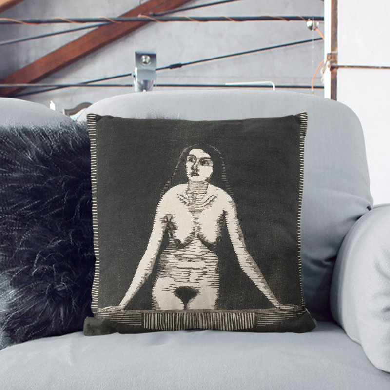 Nude Woman Square Throw Cushion, 55cm H x 55cm W x 20cm D