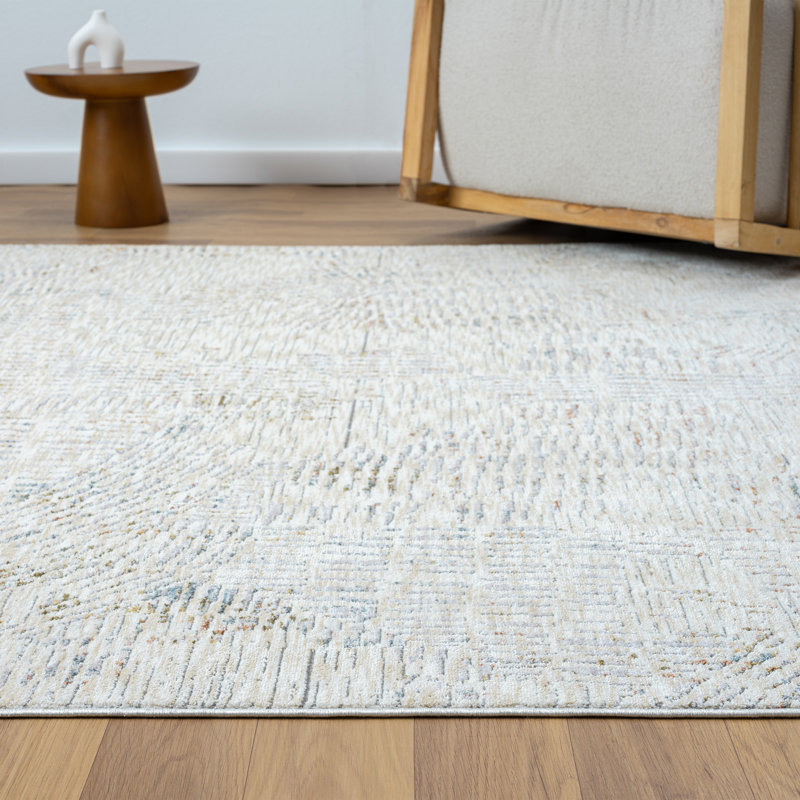 Conrado Performance Modern Abstract Light Gray/ Ivory Rug, Runner 2' x 8'