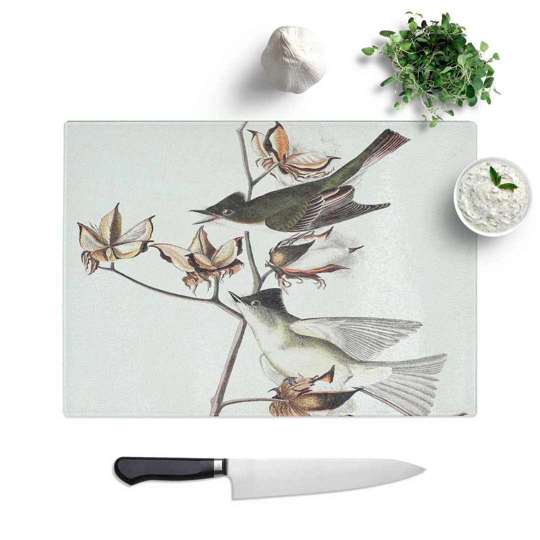 Tempered Glass Pewit Flycatcher Birds by John James Audubon Chopping Board