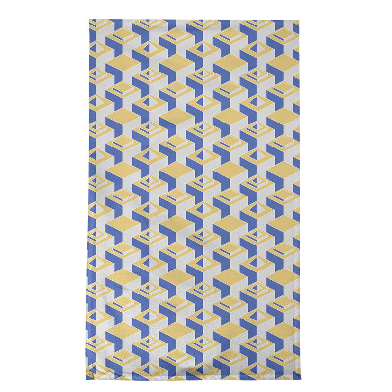 Patricia Geoffrey Tea Towel Kitchen Towel, Yellow/Purple/Gray, Cotton Twill