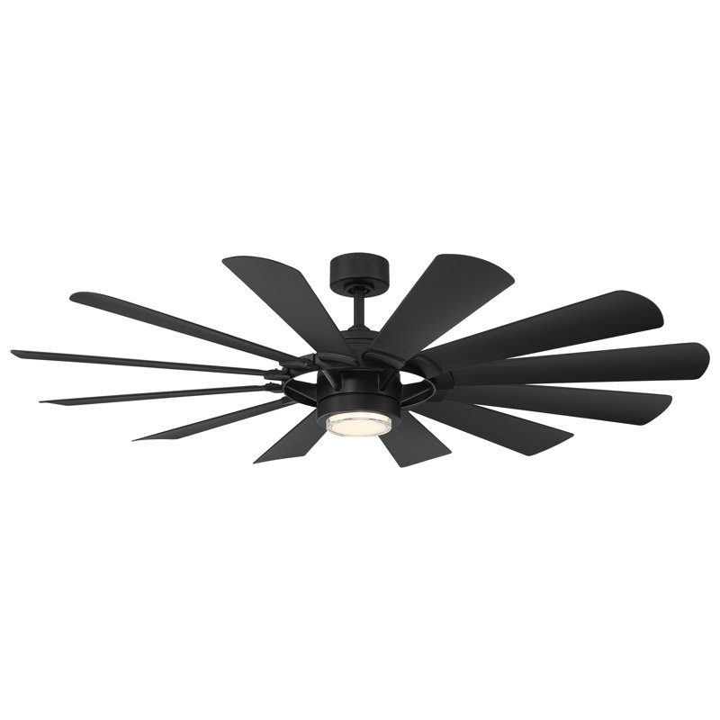 65" Wyndmill 12 - Blade Indoor/Outdoor Smart Ceiling Fan with Remote Control and LED Light Kit Included, Works With Alexa and iOS / Android App