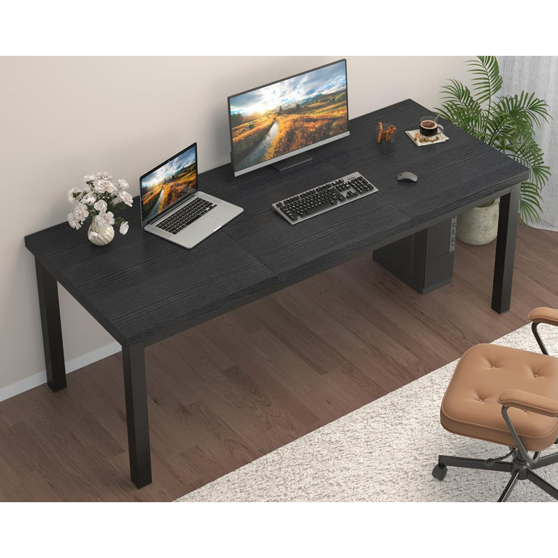 Grand bureau d'ordinateur, bureau d'ordinateur de jeu avec un design moderne, bureau d'ordinateur de bureau., Noir