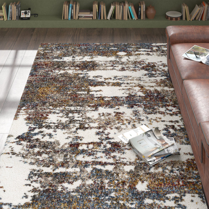 Tapis bleu marine / brun Maestas, Rectangle 7 pi 10 po x 10 pi, Brown/Red/Blue