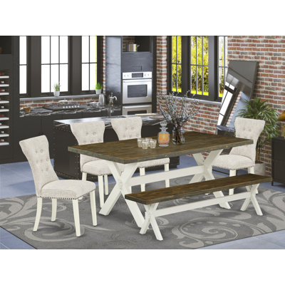 Jetset Solid Wood Top Trestle Dining Set