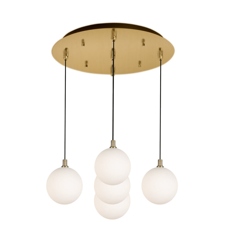 Bolla LED Pendant, Brushed Gold, 5 Lights, 14 W