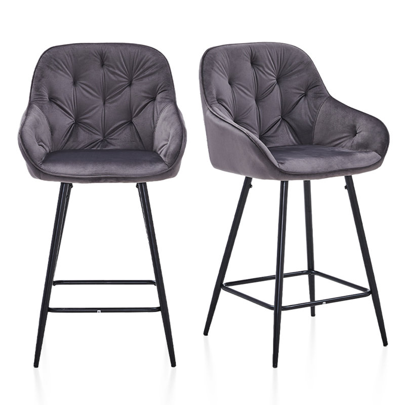 Johnie Counter Stool with Metal Frame, Grey