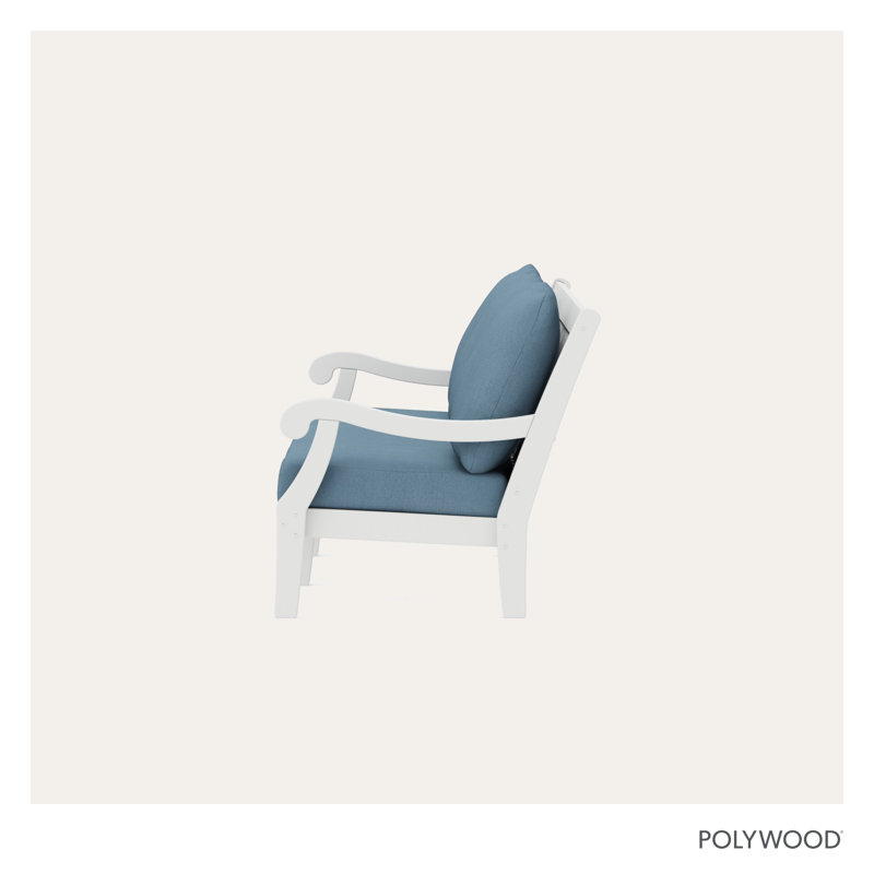 Canapé POLYWOOD x Birch Lane Verlyn, Coussin bleu ciel / structure blanche