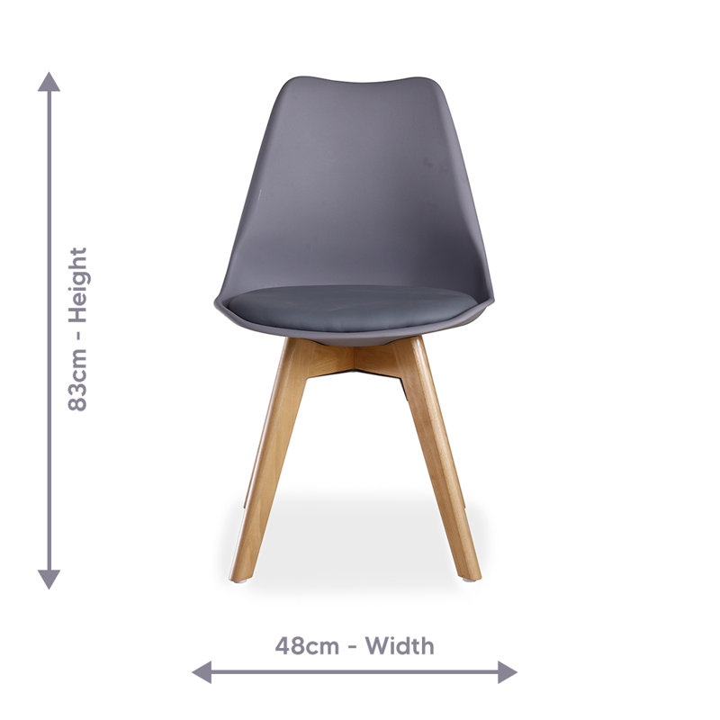 Thomasin Modern  Scandinavian Minimalist Dining Chairs with Faux Leather Cushions and Solid Wood Legs - Side Chair for Dining Room Kitchen Office