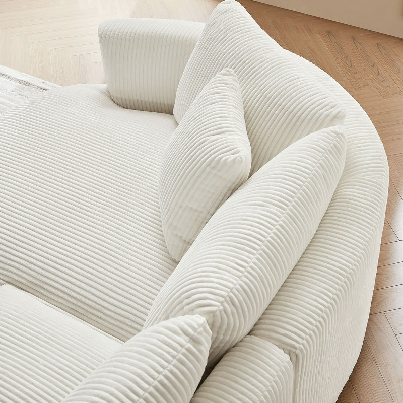 Canapé modulaire surdimensionné à gauche 122,04 pouces, Blanc