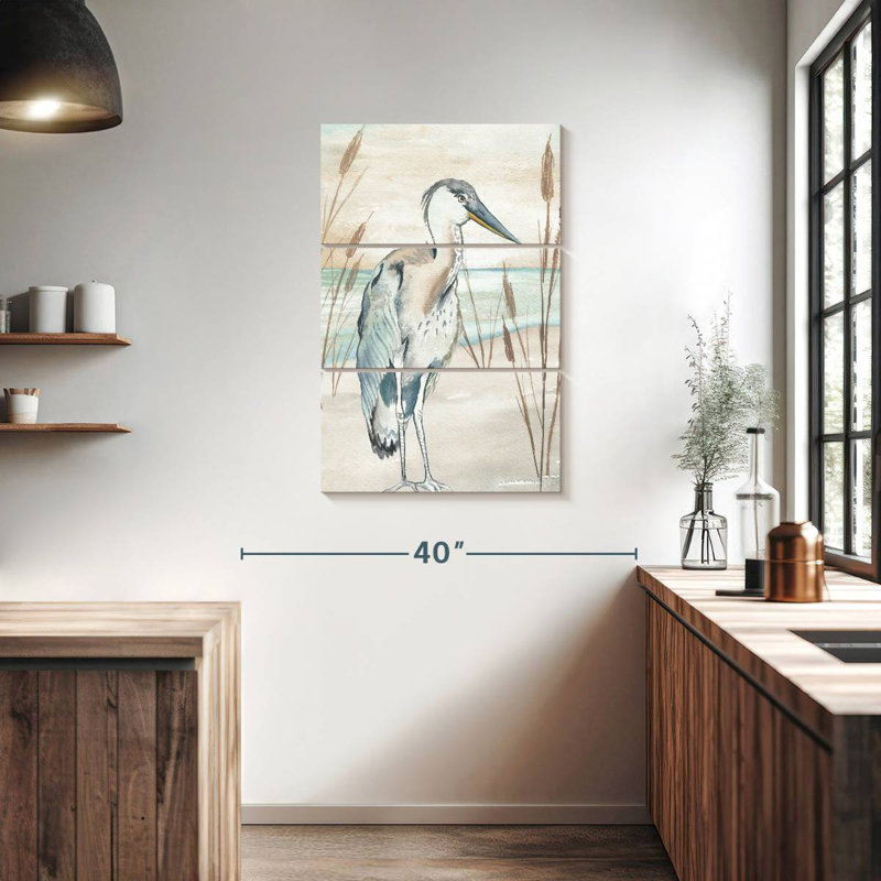 Brampt Heron By Beach Grass I, 38" H x 24" W