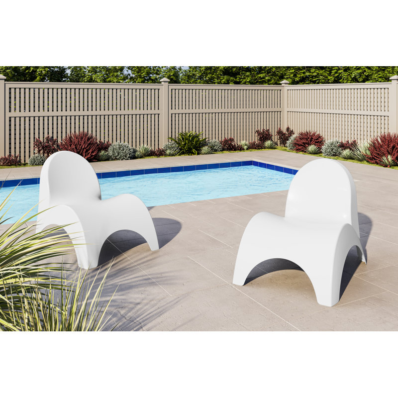 Ameswood Outdoor Armless Lounge Chair Set, White
