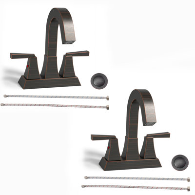Modern Double Handle Centerset Bathroom Faucet with Drain Assembly (Set of 2)