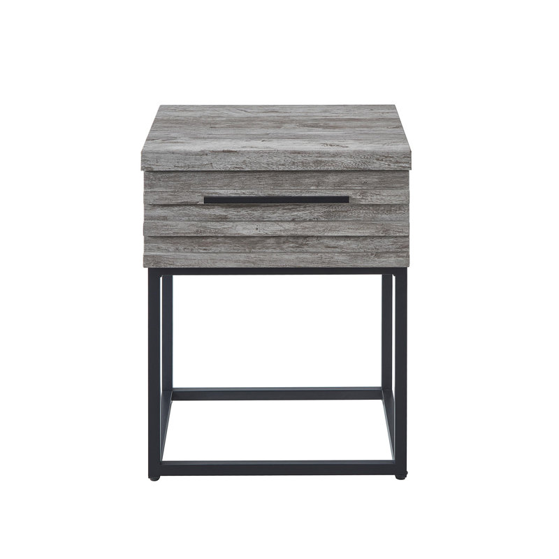 Celestial Contemporary Storage End Table, Gray