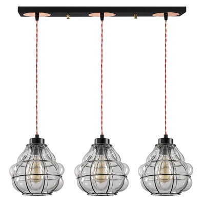 3 - Light Chrome/Black/Red Kitchen Island Pendant