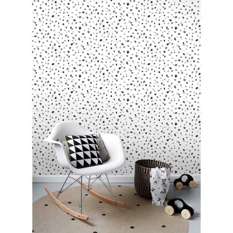 Rouleau de papier peint L 33 pi x l 20,9 po Ona Terrazzo, Gris anthracite