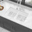 Évier de cuisine en céramique à double cuve 32 po - Lavabo rectangulaire blanc pour teinture