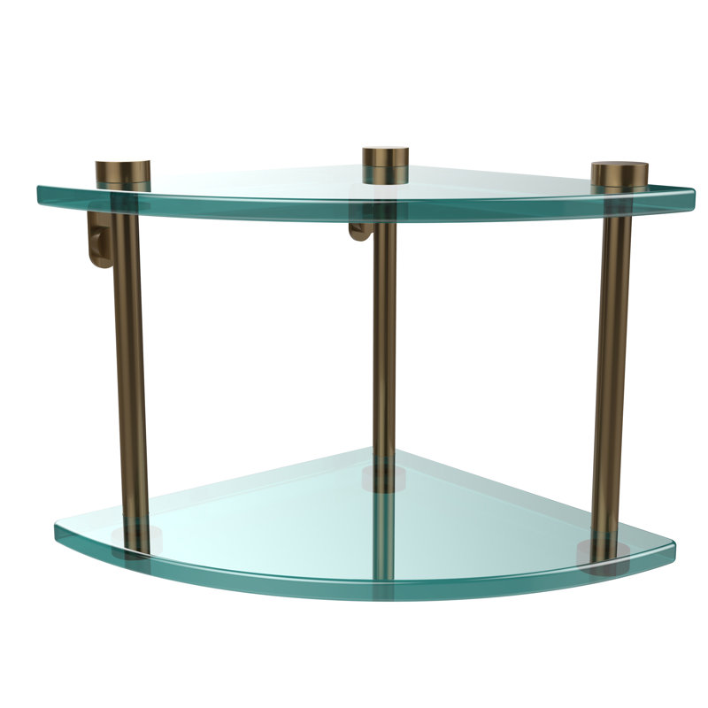 Gober 2 Piece Triangle Corner Shelf, Brushed Bronze