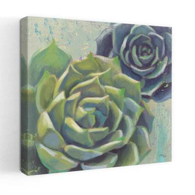 Contemporary Succulents I Crop With Blue Green Art