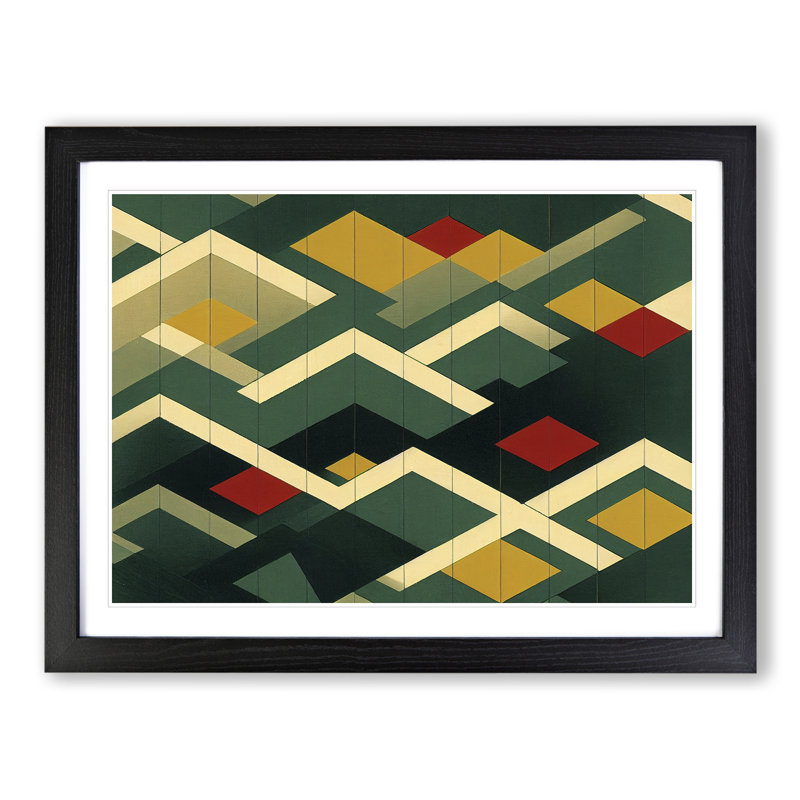 Abstract Mountain Art - Framed Print, Black, 46cm H x 64cm W x 2cm D