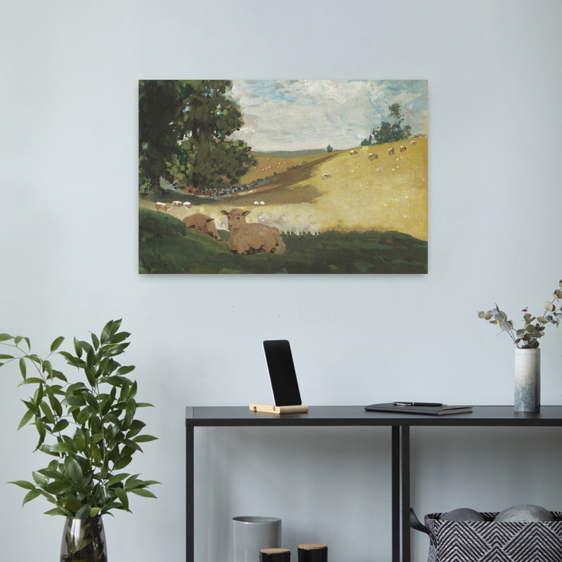 Green Hill 2, paysage abstrait contemporain, art naturel, H 16 po x l 24 po