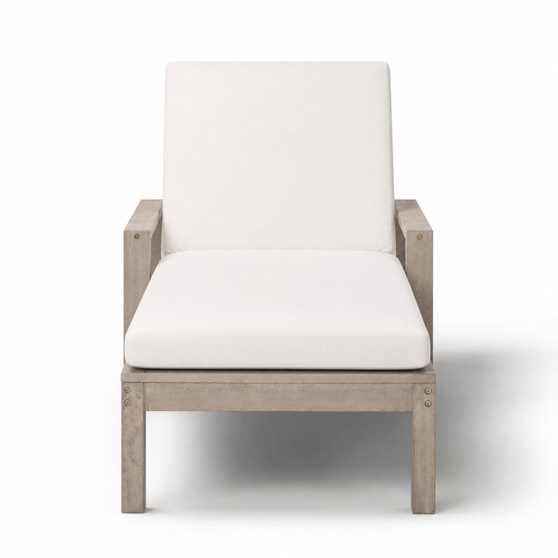 Chaise longue inclinable d'extérieur réglable à 5 positions avec coussin en mousse moelleuse, siège de patio résistant aux intempéries