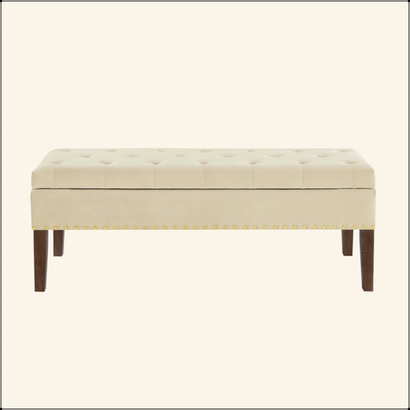 Tufted Bench With Storage, Cream