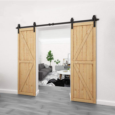 Ensemble de quincaillerie standard pour porte de grange double, longueur de rail de 96 po