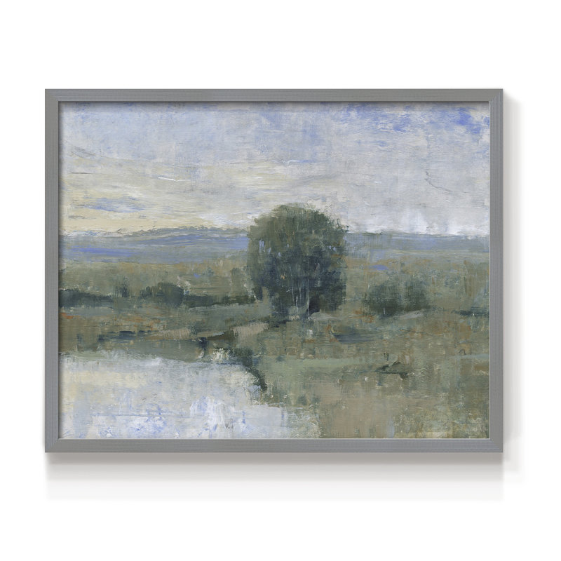 Riverbank Impression II -Framed Print - Restickable, 8" H x 10" W, Gray