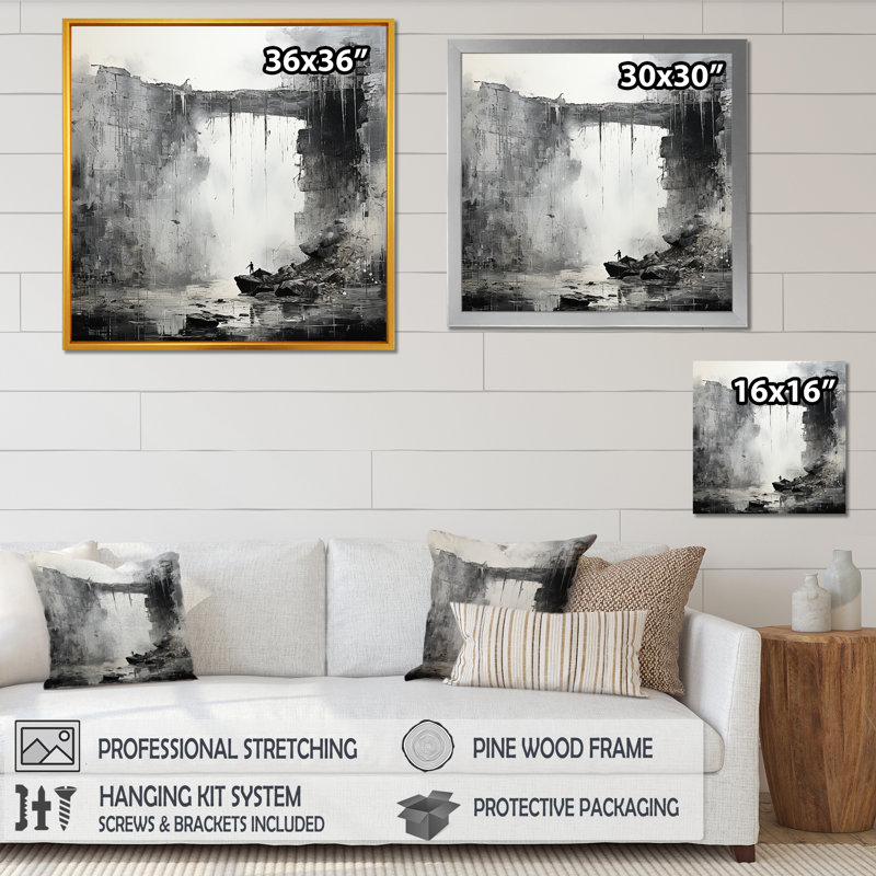 Adventourous Waterfall Caves sur impression sur toile, Toile tendue, 30" H x 30" W