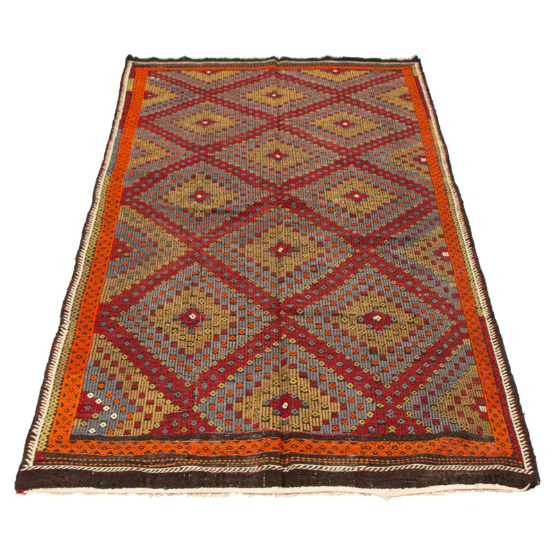 Tapisserie Konya rouge foncé Kilim 5 pi 11 po x 11 pi 0 po