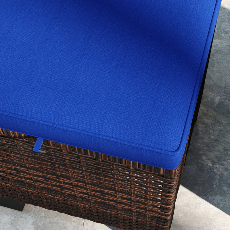 Repose-pieds d'extérieur en osier avec coussins, ensemble de 2 repose-pieds de patio, Blue