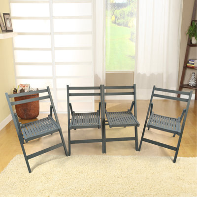 Furniture Slatted Wood Folding Special Event Chair - Set Of 4, FOLDING CHAIR, FOLDABLE STYLE