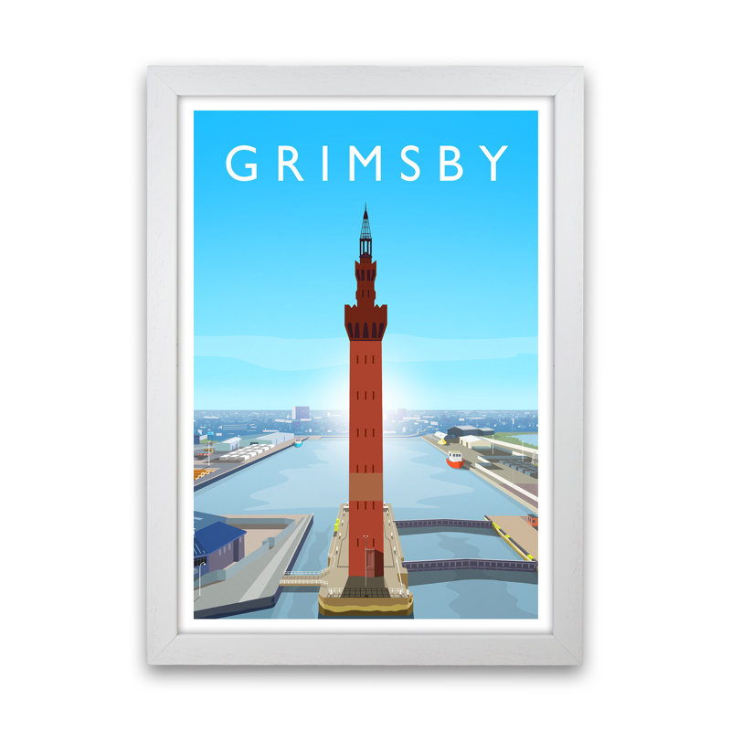 Grimsby Portrait by Richard O'Neill - Print on Canvas, White Framed, 63cm H x 46cm W x 3cm D