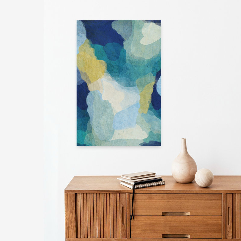 Océan 1 abstrait contemporain, art mural côtier élégant, 60" H x 40" W