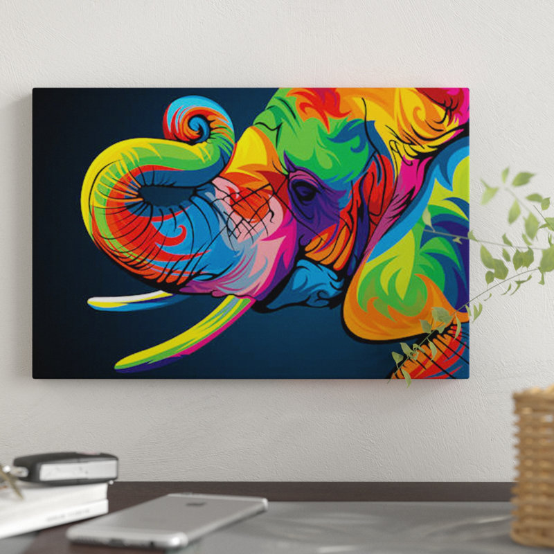 «Elephant», impression sur toile, H 12 po x l 18 po x P 1,5 po, Toile tendue, Pas de tapis