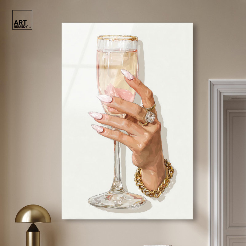 Champagne Aura I, reproduction d'art à la mode sur toile par Art Remedy, H 54 po x l 36 po