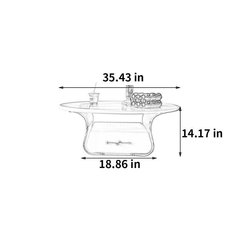 Style French Round Coffee Table, Coffee, 14.17" H x 35.43" L x 35.43" W