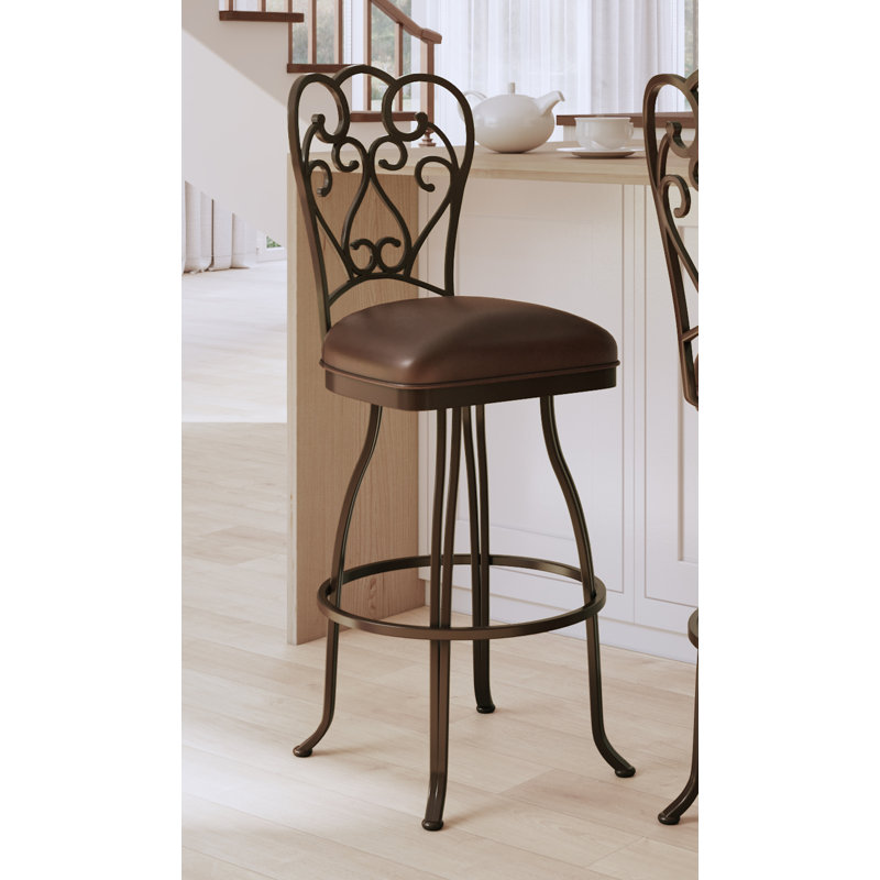 Belding Swivel Upholstered Faux Leather Counter Stool, Counter Stool (26” Seat Height)