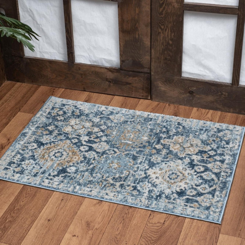 Tapis bleu Noble, Rectangle 5 pi 3 po x 7 pi 3 po