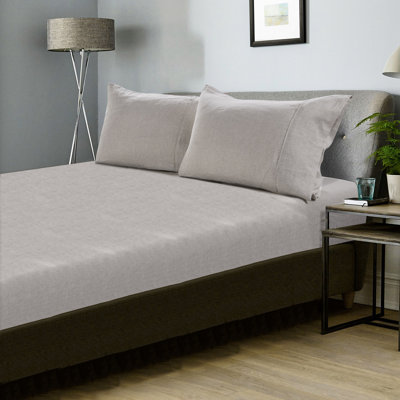 Stone Washed Pure Linen Fitted Sheet and  Matching Pillowcases, 3pcs